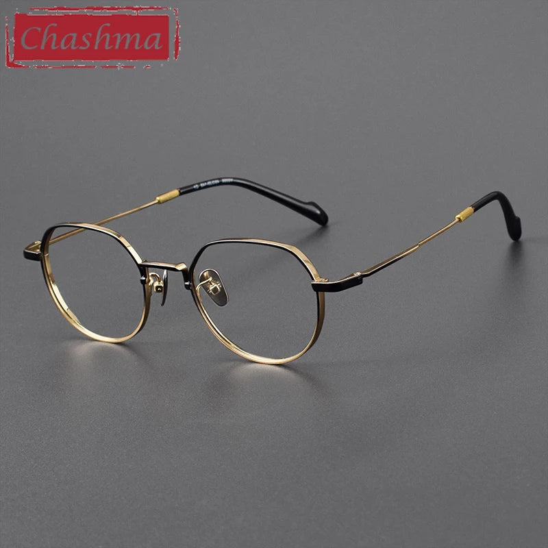 Chashma Ottica Unisex Full Rim Polygon Round Titanium Eyeglasses 20066