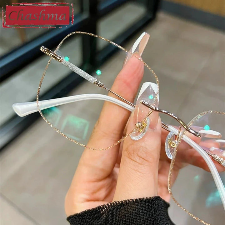 Chashma Women's Rimless Polygon Square Titanium Eyeglasses 112399