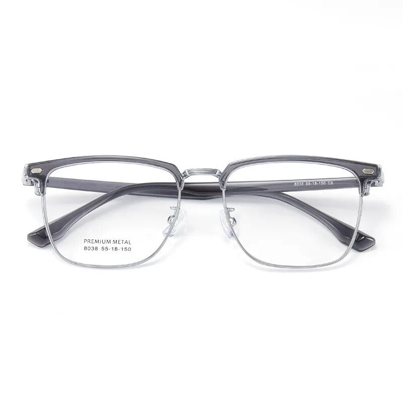 Yimaruili Men's Full Rim Square Alloy Tr 90 Eyeglasses 8038 Full Rim Yimaruili Eyeglasses   