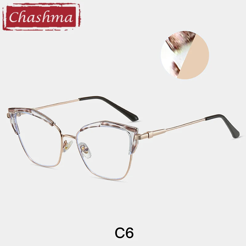 Chashma Ottica Women's Full Rim Cat Eye Tr 90 Steel Eyeglasses 87325 Full Rim Chashma Ottica C6