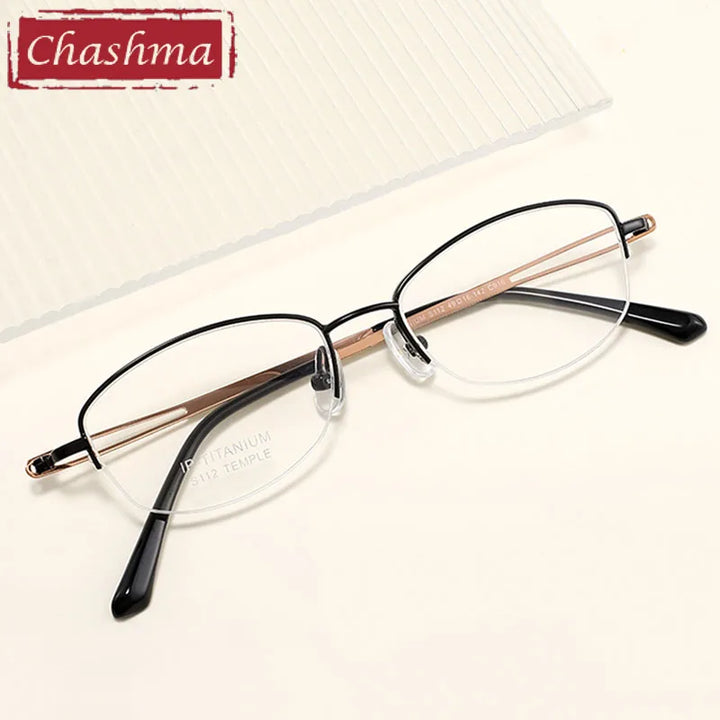 Chashma Women's Semi Rim Oval Square Titanium Eyeglasses 19112 Semi Rim Chashma   