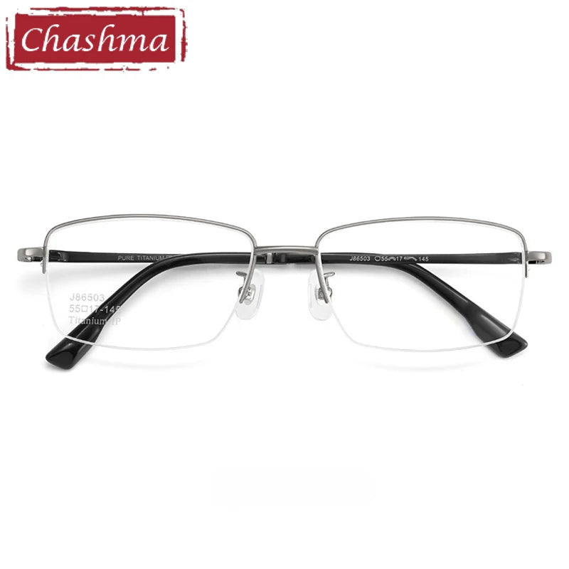 Chashma Ochki Unisex Semi Rim Square Titanium Eyeglasses 986503