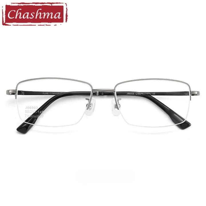 Chashma Ochki Unisex Semi Rim Square Titanium Eyeglasses 986503