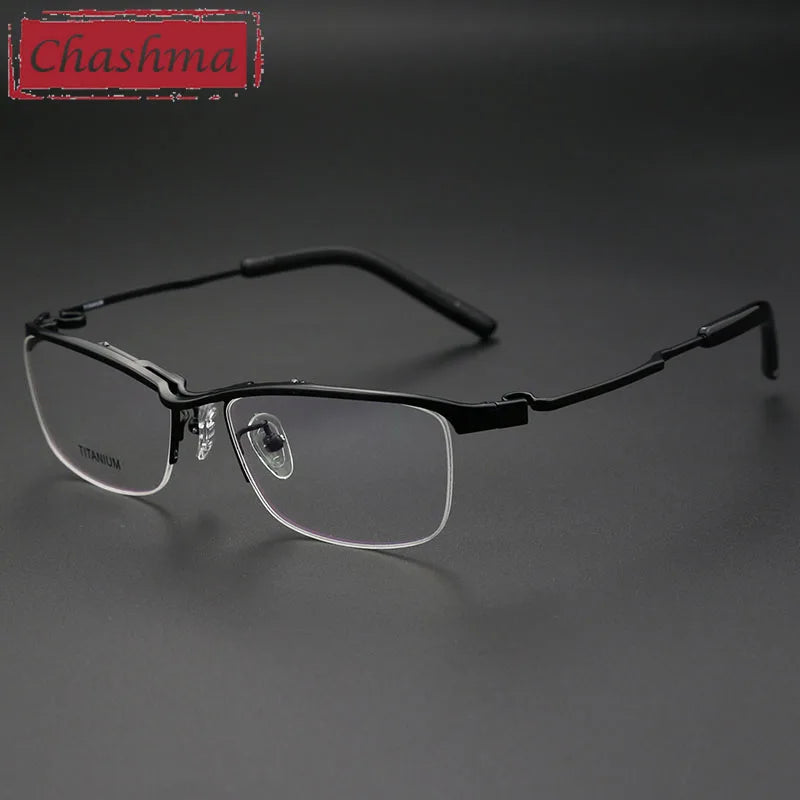 Chashma Unisex Semi Rim Brow Line Titanium Eyeglasses 190812 Semi Rim Chashma Black  