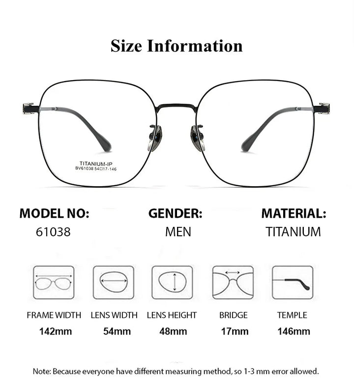 Chashma Unisex Full Rim Square Titanium Eyeglasses 61038 Full Rim Chashma   