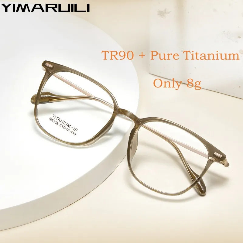 Yimaruili Unisex Full Rim Square Tr 90 Titanium Eyeglasses M8138 Full Rim Yimaruili Eyeglasses   
