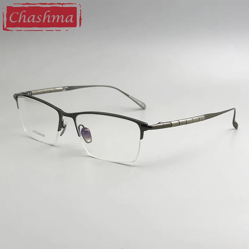 Chashma Unisex Semi Rim Square Brow Line Titanium Eyeglasses 27061 Semi Rim Chashma   