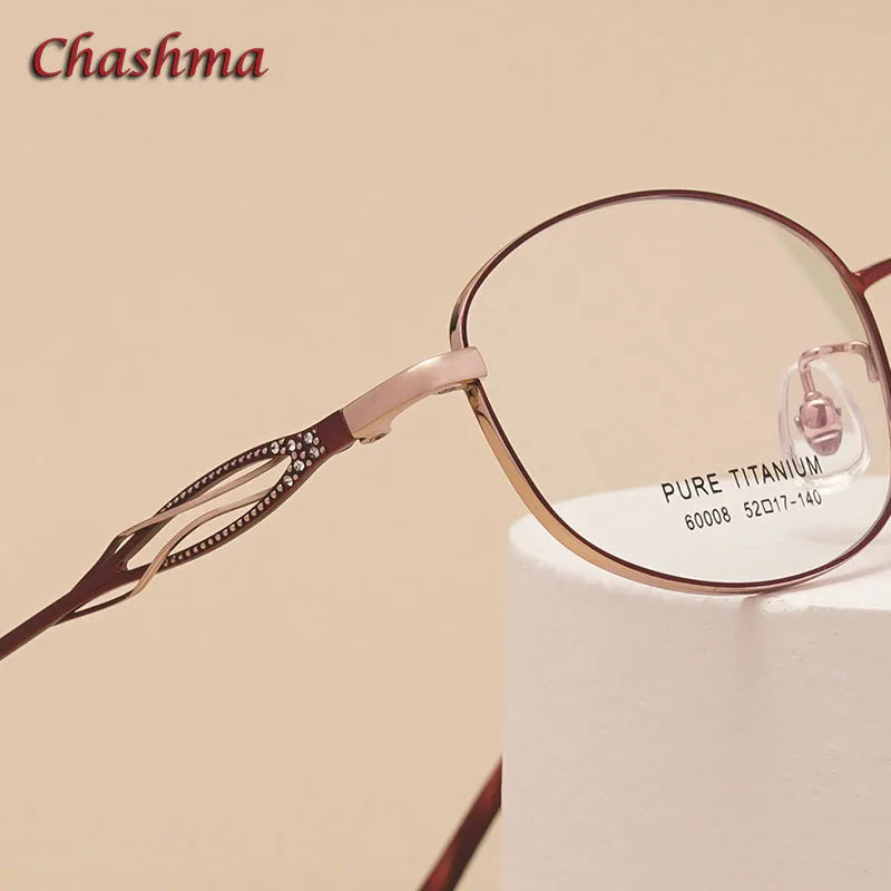 Chashma Ochki Women's Full Rim Oval Square Titanium Eyeglasses 6008 Full Rim Chashma Ochki   