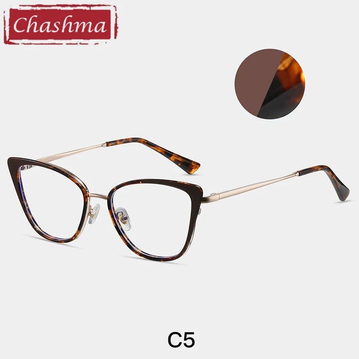 Chashma Women's Full Rim Cat Eye Tr 90 Titanium Eyeglasses 87262 Full Rim Chashma Coffee-Leopard  