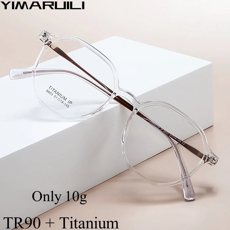 Yimaruili Unisex Full Rim Flat Top Oval Tr 90 Titanium Eyeglasses 8603 Full Rim Yimaruili Eyeglasses