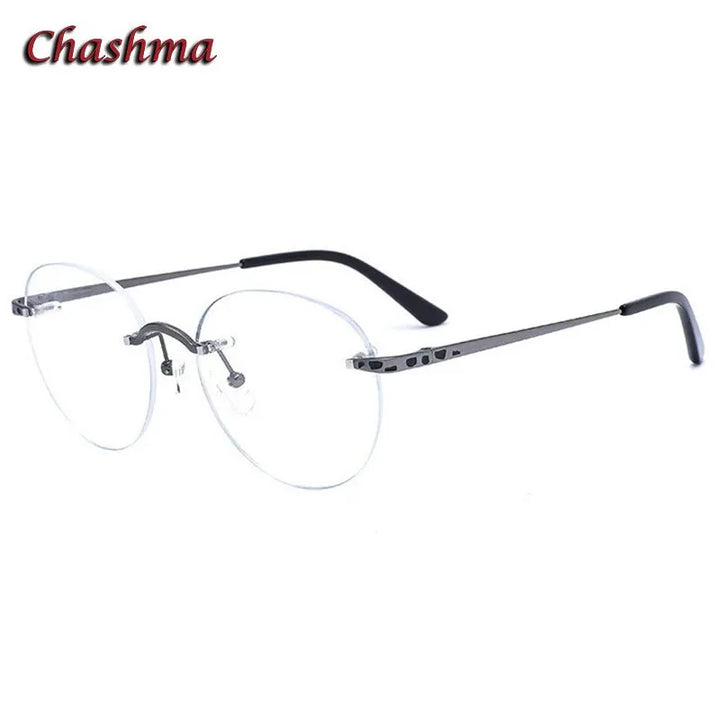 Chashma Ochki Unisex Rimless Round Titanium Eyeglasses 2290 Rimless Chashma Ochki Gray  