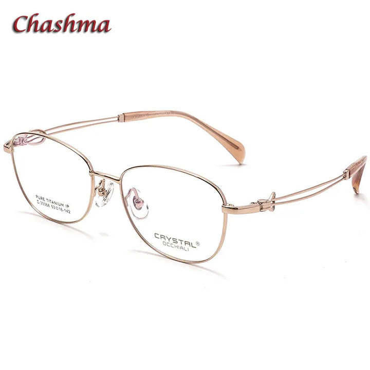 Chashma Ochki Women's Full Rim Square Titanium Eyeglasses 33368 Full Rim Chashma Ochki Rose Gold  