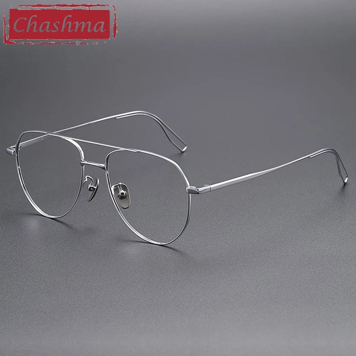 Chashma Ochki Unisex Full Rim Oval Double Bridge Titanium-Alloy Eyeglasses 881016