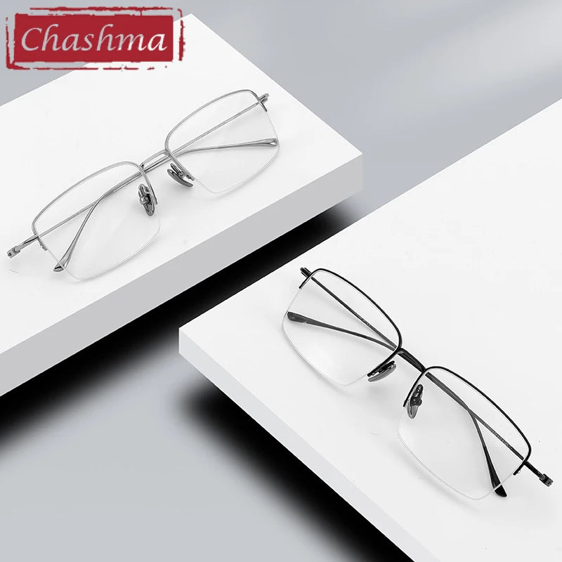 Chashma Unisex Semi Rim Square Titanium Eyeglasses 177503 Semi Rim Chashma   