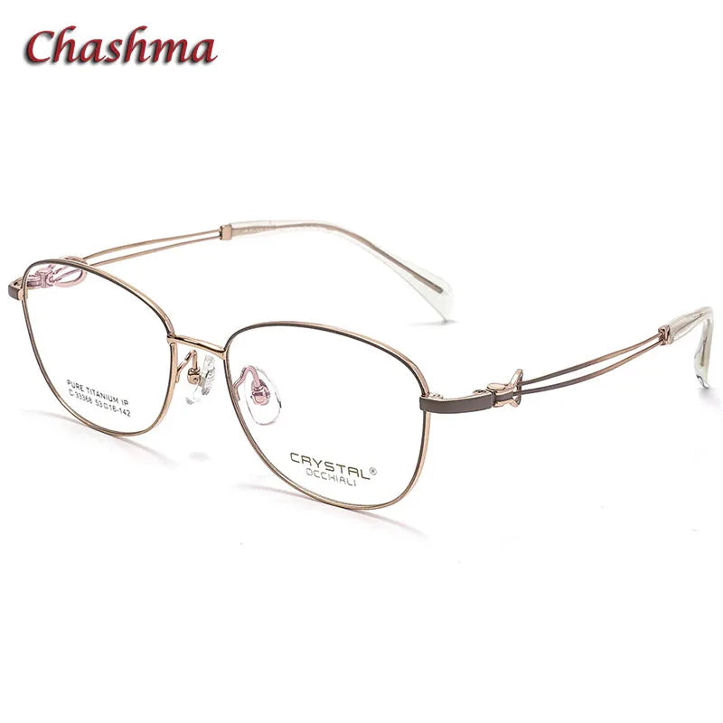 Chashma Ochki Women's Full Rim Square Titanium Eyeglasses 33368 Full Rim Chashma Ochki Gray-Rose Gold  