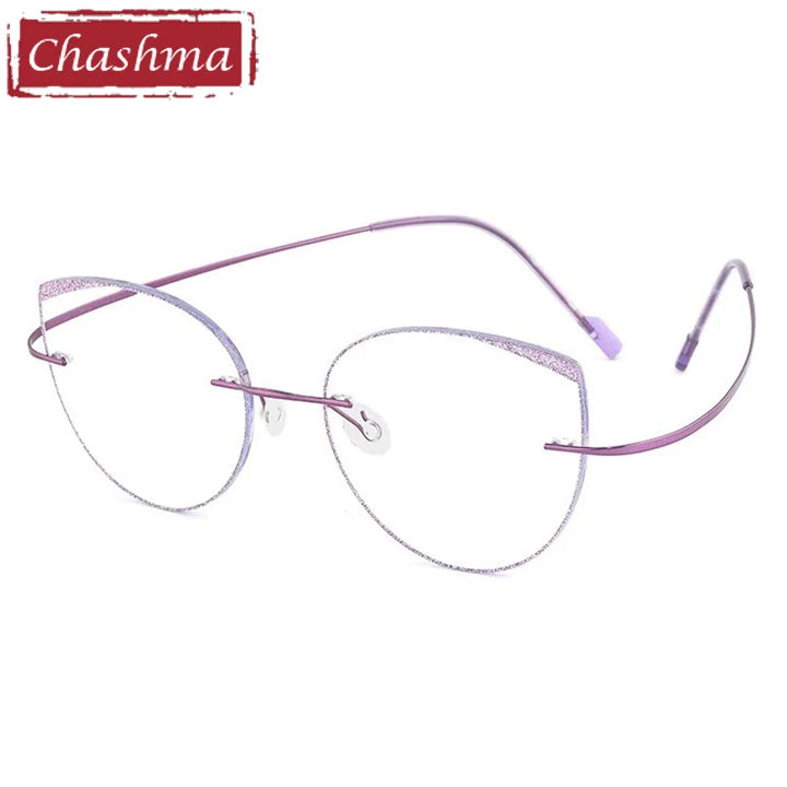 Chashma Women's Rimless Round Cat Eye Titanium Eyeglasses 431814
