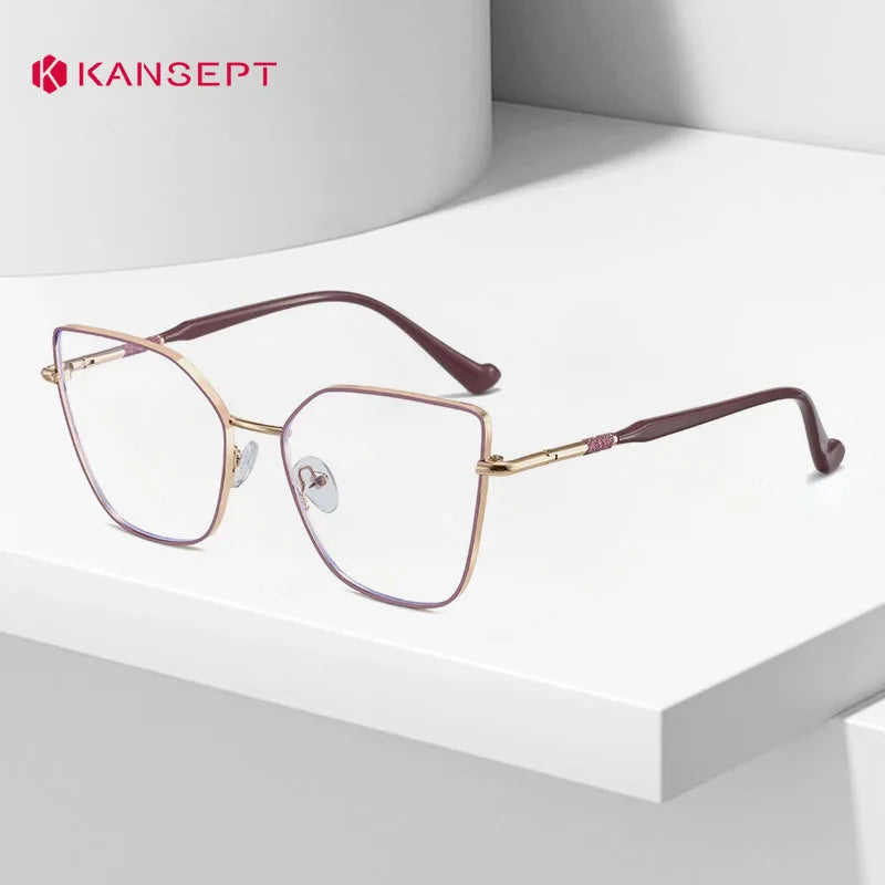 Kansept Women's Full Rim Square Cat Eye Alloy Reading Glasses 24108