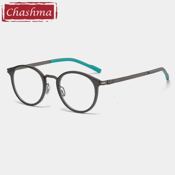 Chashma Unisex Full Rim Round Acetate Titanium Eyeglasses 39606