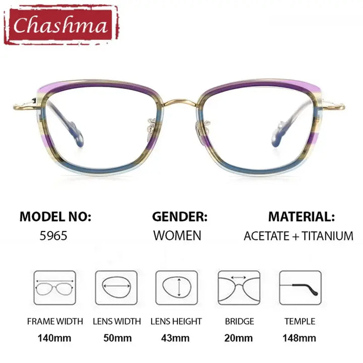 Chashma Ottica Unisex Full Rim Square Acetate Titanium Eyeglasses 775965 FuzWeb