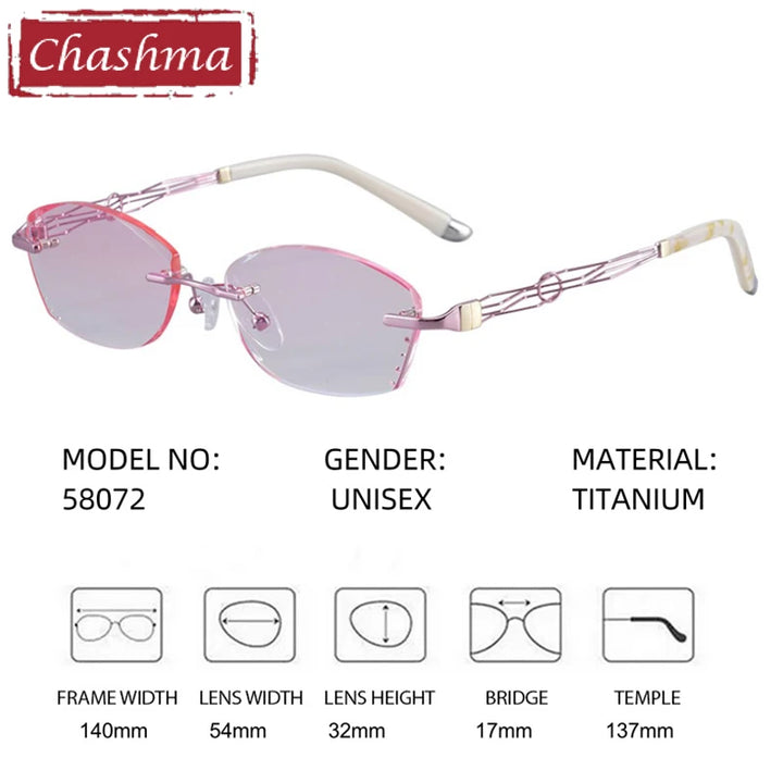 Chashma Women's Rimless Oval Square Titanium Eyeglasses 658072