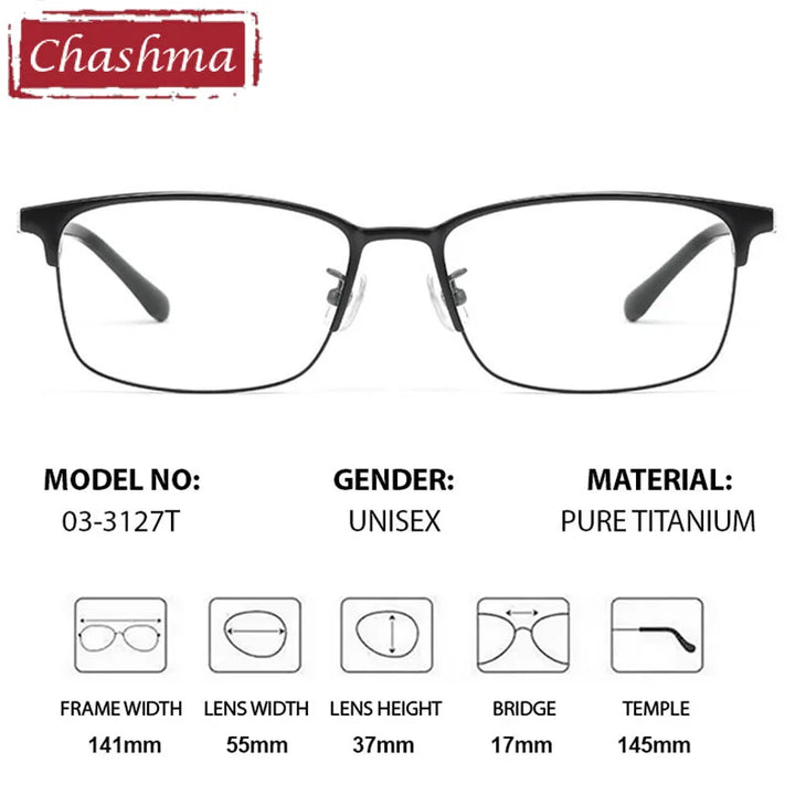Chashma Unisex Full Rim Polygon Square Titanium Tr 90 Eyeglasses 703312