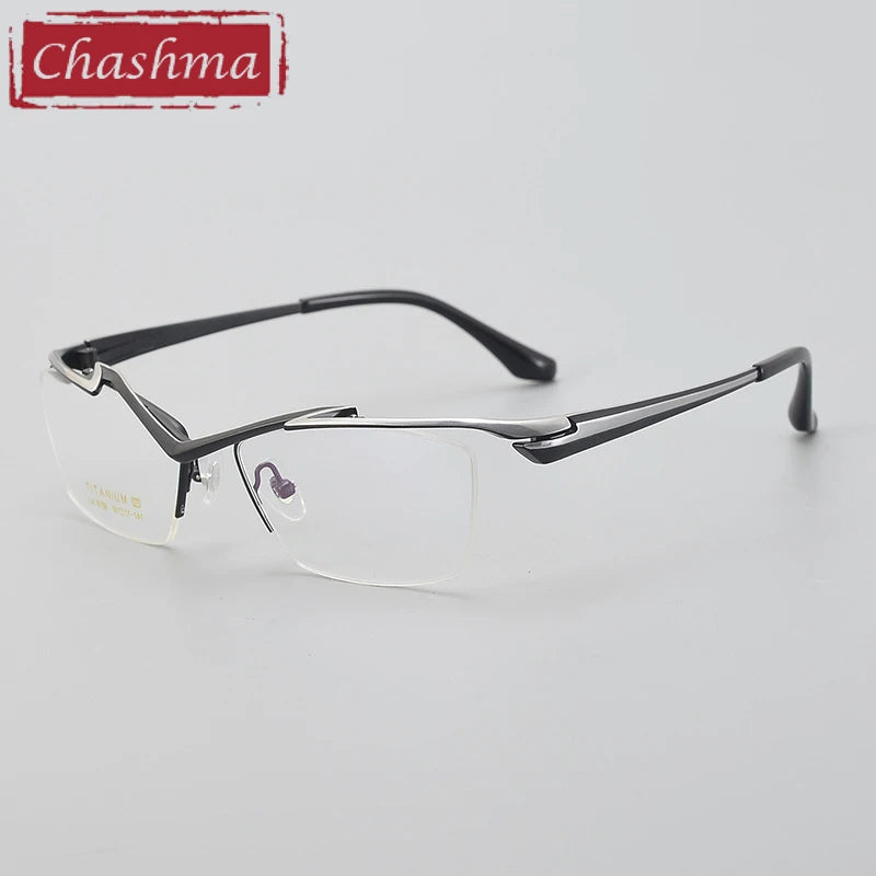 Chashma Men's Semi Rim Square Brow Line Titanium Eyeglasses 586158