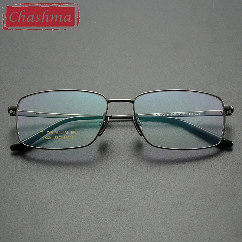 Chashma Ochki Men's Full Rim Polygon Square Titanium Eyeglasses 962969