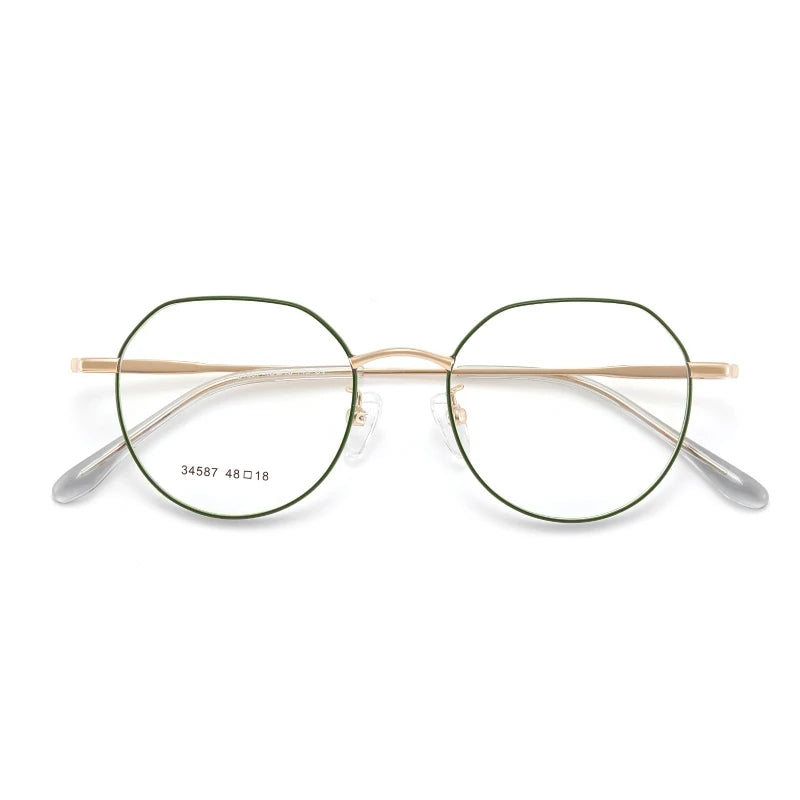 Yimaruili Unisex Full Rim Flat Top Polygon Alloy Eyeglasses Y34587 Full Rim Yimaruili Eyeglasses   