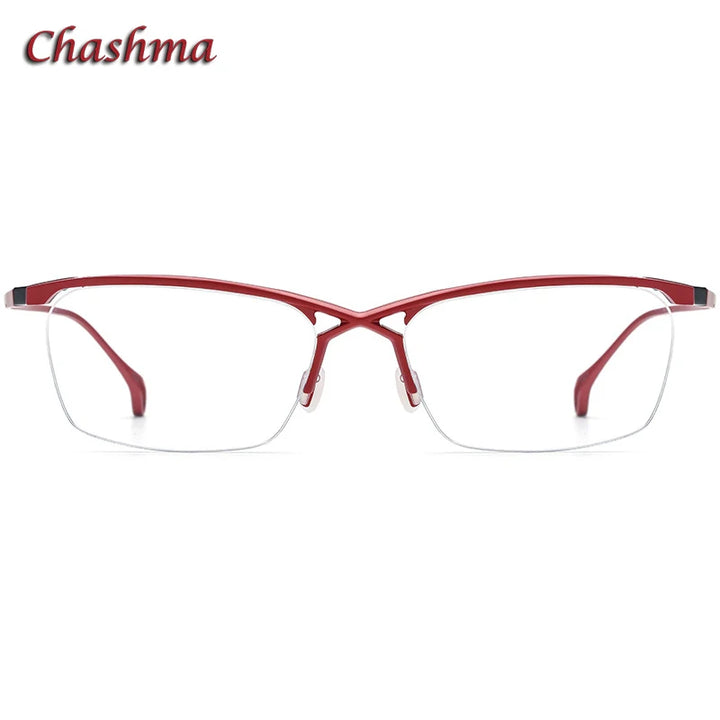 Chashma Ochki Unisex Semi Rim Brow Line Square Titanium Eyeglasses 5757 Semi Rim Chashma Ochki   