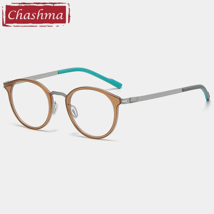 Chashma Unisex Full Rim Round Acetate Titanium Eyeglasses 39606