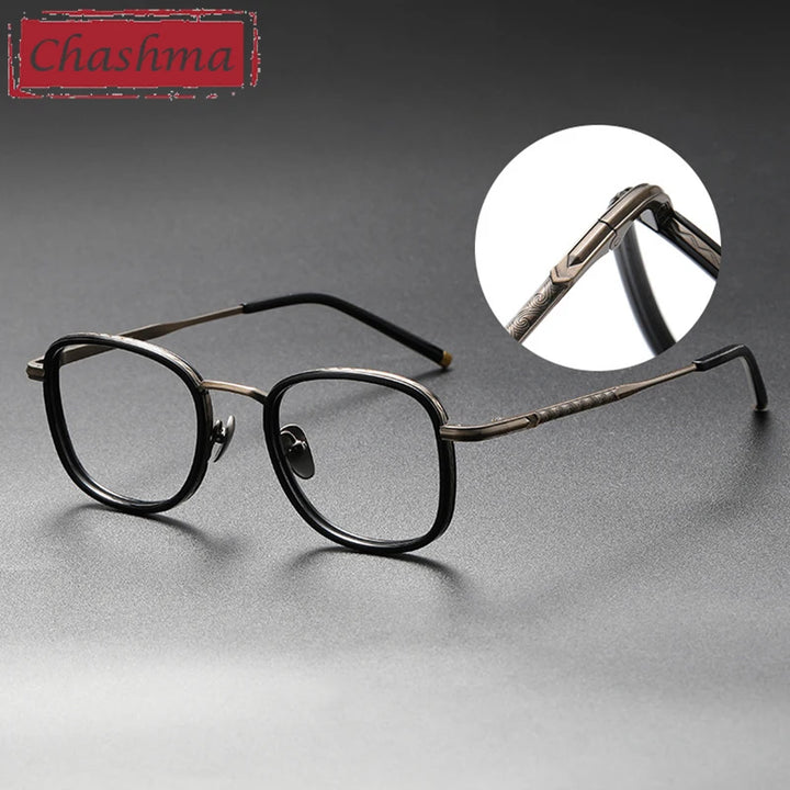 Chashma Unisex Full Rim Square Titanium Acetate Eyeglasses 14550 Full Rim Chashma   