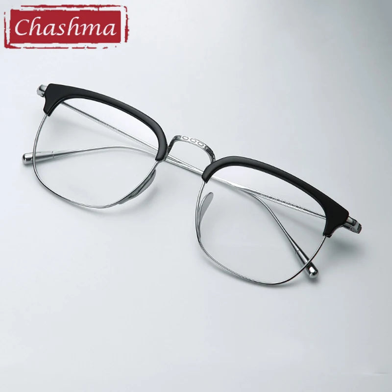 Chashma Ochki Men's Full Rim Square Titanium Acetate Eyeglasses 881902