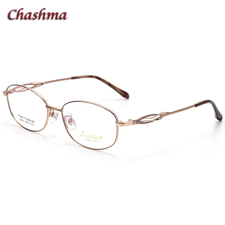 Chashma Ochki Women's Full Rim Oval Square Titanium Eyeglasses 6008 Full Rim Chashma Ochki Rose Gold-Brown  