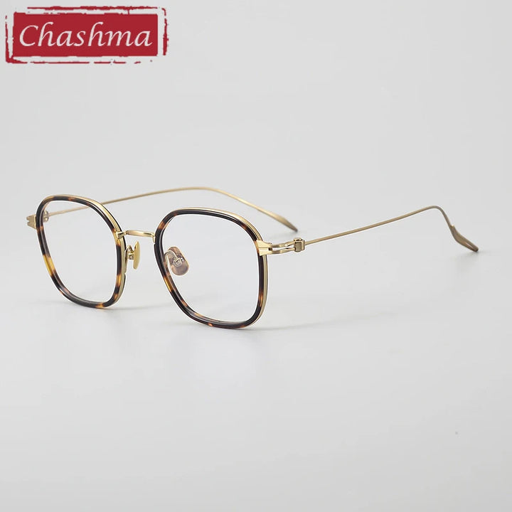 Chashma Ochki Unisex Full Rim Square Acetate Titanium Eyeglasses 97434