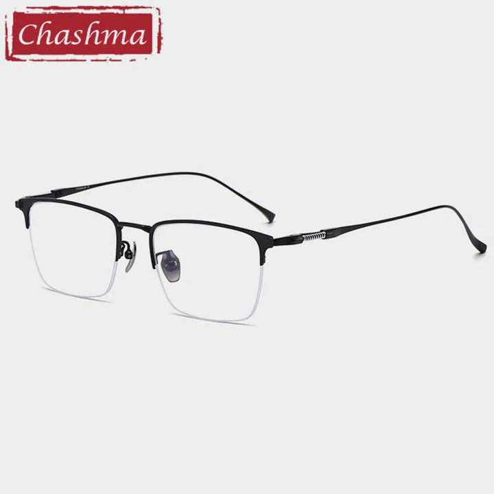 Chashma Ochki Men's Semi Rim Big Square Titanium Eyeglasses 969011