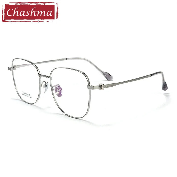 Chashma Unisex Full Rim Square Titanium Eyeglasses 6602 Full Rim Chashma Silver  