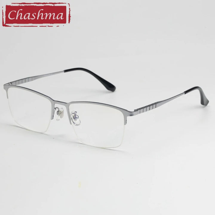 Chashma Ochki Men's Semi Rim Polygon Square Titanium Eyeglasses 965003