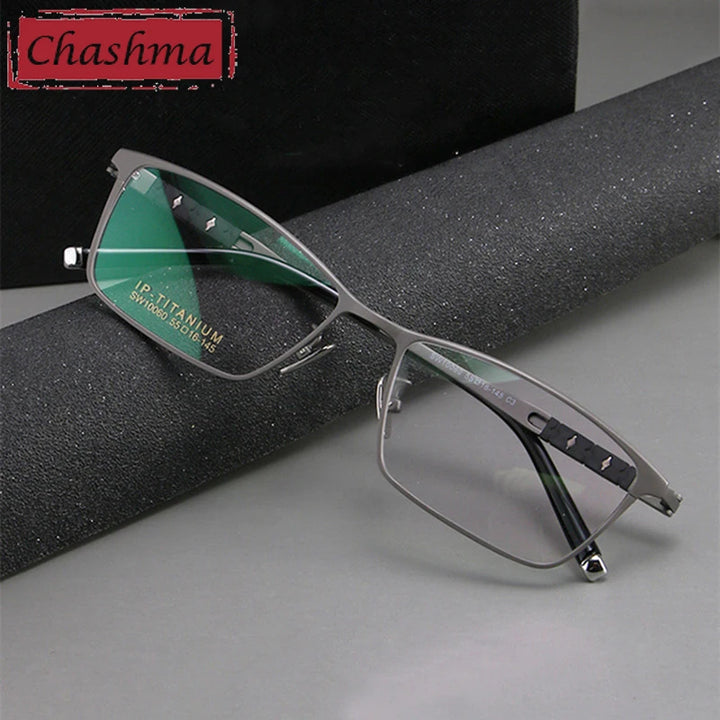 Chashma Unisex Full Rim Polygon Square Titanium Eyeglasses 810060