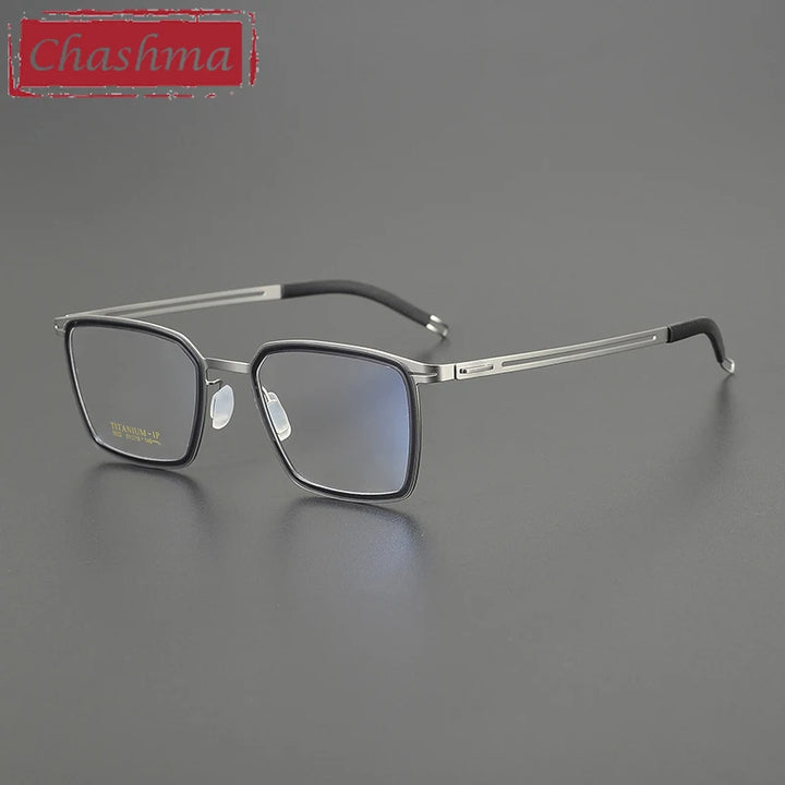 Chashma Unisex Full Rim Square Acetate Titanium Eyeglasses 9922 Full Rim Chashma Trans Blue-Silver  