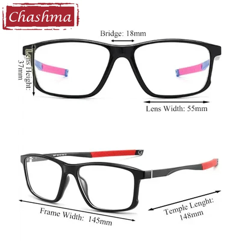 Chashma Ochki Unisex Full Rim Square Tr 90 Titanium Eyeglasses 885827
