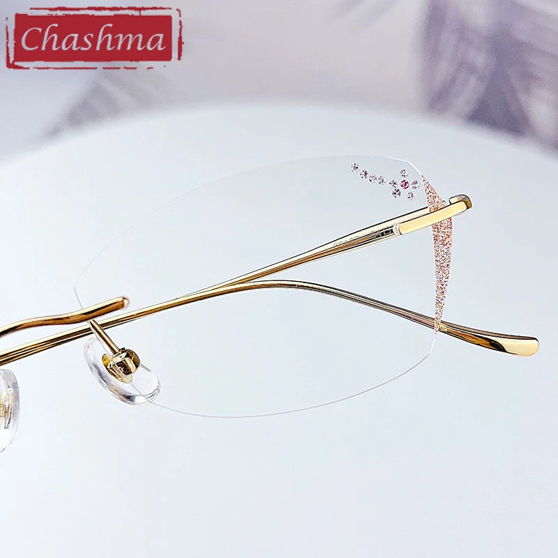 Chashma Women's Rimless Square Butterfly Titanium Eyeglasses 698989