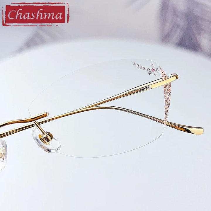 Chashma Women's Rimless Square Butterfly Titanium Eyeglasses 698989