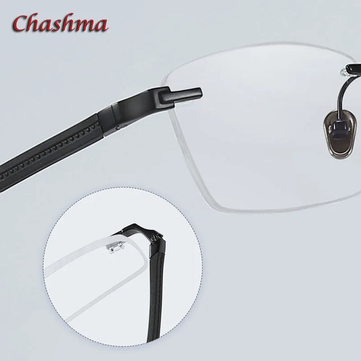 Chashma Ochki Men's Rimless Square Titanium Eyeglasses 9058 Rimless Chashma Ochki   