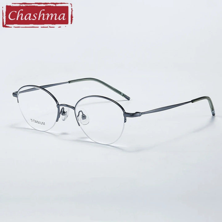 Chashma Ottica Women's Semi Rim Round Oval Titanium Eyeglasses 72948