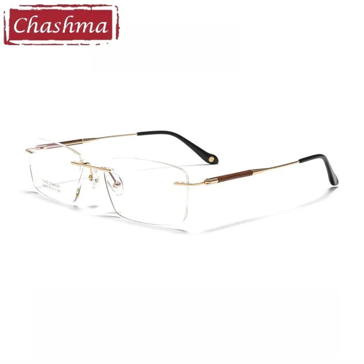 Chashma Unisex Rimless Square Titanium Rosewood Eyeglasses 799910