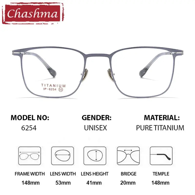 Chashma Ottica Men's Full Rim Square Titanium Eyeglasses 776254 FuzWeb
