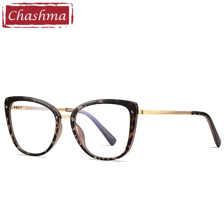 Chashma Women's Full Rim Square Cat Eye Tr 90 Titanium Spring Hinge Eyeglasses Full Rim Chashma Leopard  