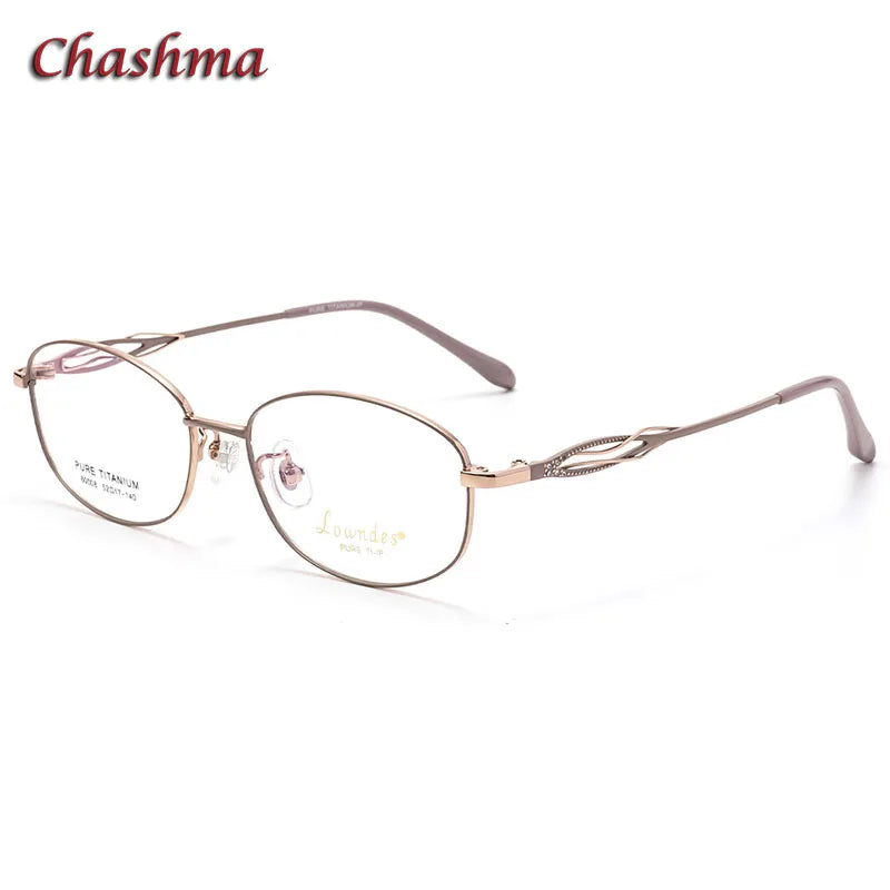 Chashma Ochki Women's Full Rim Oval Square Titanium Eyeglasses 6008 Full Rim Chashma Ochki Bean Paste-Rose Gold  