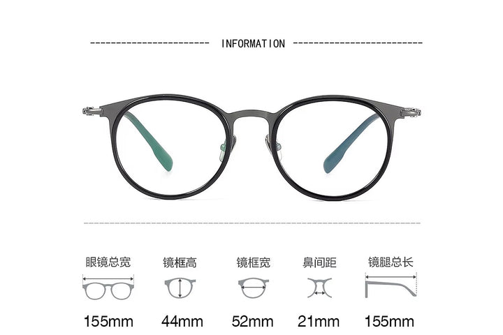 Black Mask Unisex Full Rim Oval Titanium Eyeglasses BM-0056