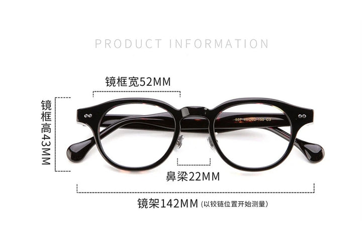 Black Mask Unisex Full Rim Round Acetate Eyeglasses BM-527